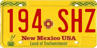 NM license plate 194SHZ