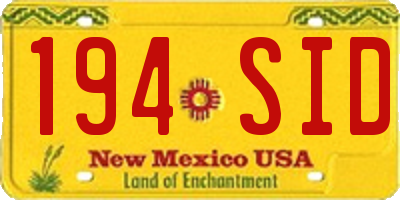 NM license plate 194SID