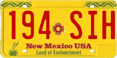 NM license plate 194SIH