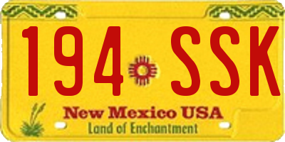 NM license plate 194SSK