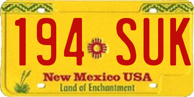 NM license plate 194SUK