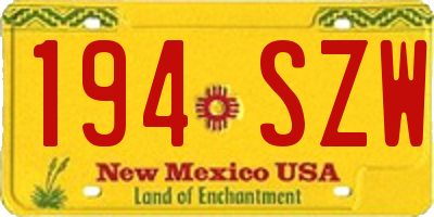 NM license plate 194SZW