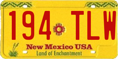 NM license plate 194TLW