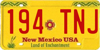 NM license plate 194TNJ