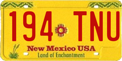 NM license plate 194TNU