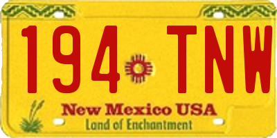 NM license plate 194TNW