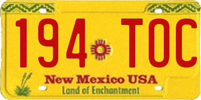NM license plate 194TOC