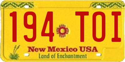 NM license plate 194TOI