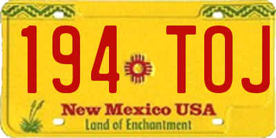 NM license plate 194TOJ