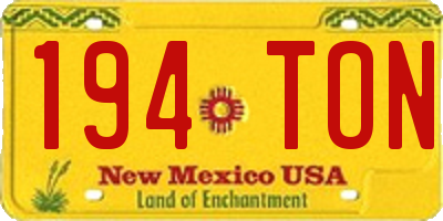 NM license plate 194TON