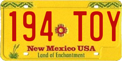 NM license plate 194TOY