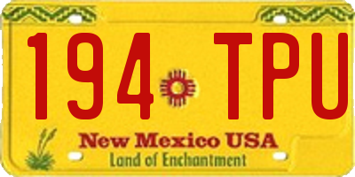 NM license plate 194TPU