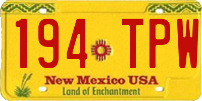 NM license plate 194TPW