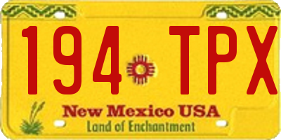 NM license plate 194TPX