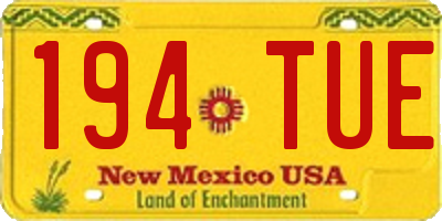 NM license plate 194TUE