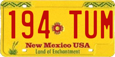 NM license plate 194TUM