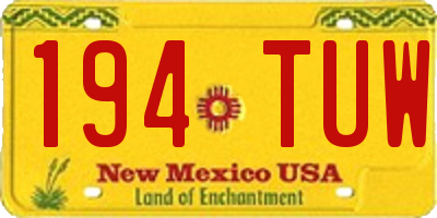 NM license plate 194TUW