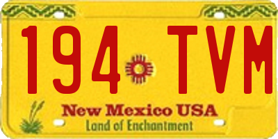 NM license plate 194TVM