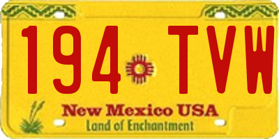 NM license plate 194TVW