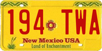 NM license plate 194TWA