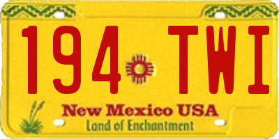NM license plate 194TWI