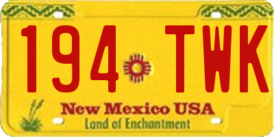 NM license plate 194TWK