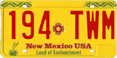 NM license plate 194TWM