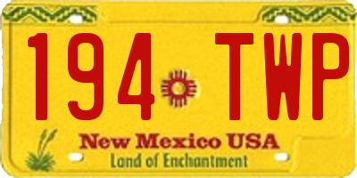 NM license plate 194TWP