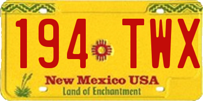 NM license plate 194TWX