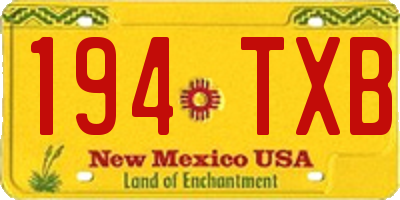 NM license plate 194TXB