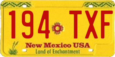 NM license plate 194TXF