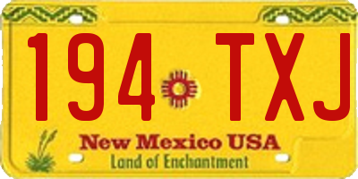 NM license plate 194TXJ
