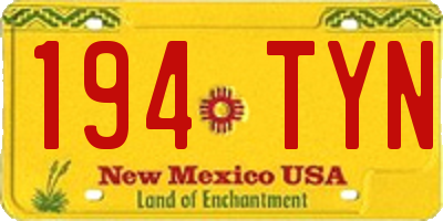 NM license plate 194TYN