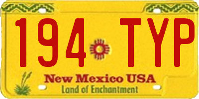 NM license plate 194TYP