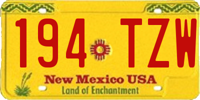 NM license plate 194TZW