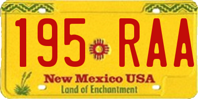 NM license plate 195RAA