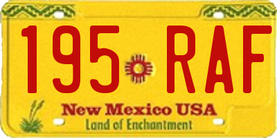 NM license plate 195RAF