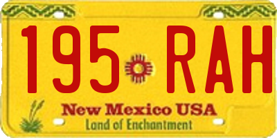 NM license plate 195RAH