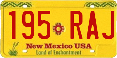 NM license plate 195RAJ