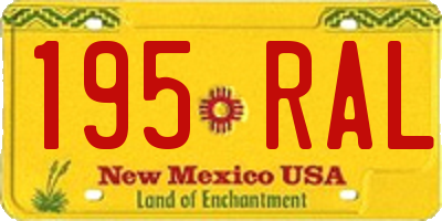 NM license plate 195RAL