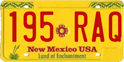 NM license plate 195RAQ
