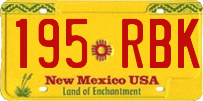 NM license plate 195RBK
