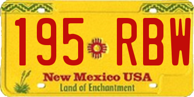 NM license plate 195RBW