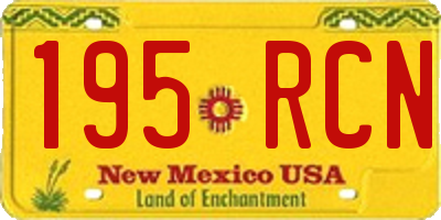 NM license plate 195RCN