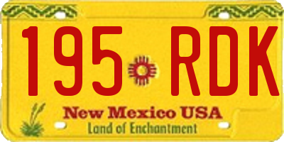NM license plate 195RDK