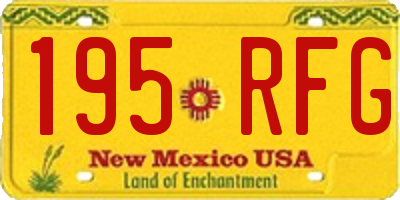 NM license plate 195RFG