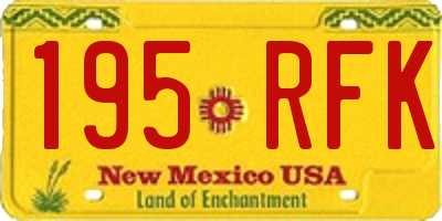NM license plate 195RFK