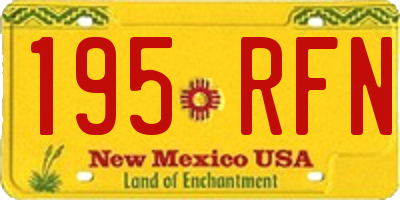 NM license plate 195RFN
