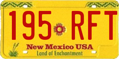 NM license plate 195RFT