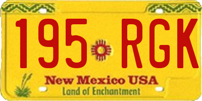 NM license plate 195RGK